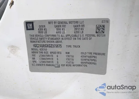 2016 Chevrolet Silverado 2500Hd Wt из США, поврежденный, VIN 1GC2KUEGXGZ379675